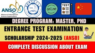 USTC University Entrance Examination Test  ANSO Scholarship  Study in China  20242025 [upl. by Akimat]