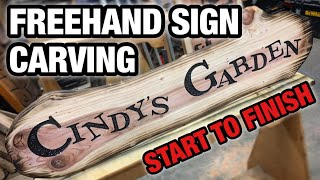 How to Freehand carve a wood sign with a router start to finish [upl. by Namzaj]