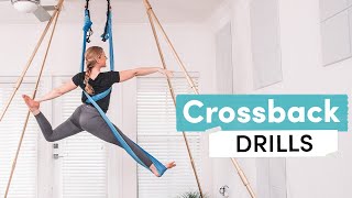 Aerial Yoga Tricks  Crossback Pose Tutorial amp Strength amp Conditioning Drills [upl. by Eineeuq]