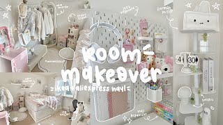 aesthetic room makeover 🎧🛒 ikea  aliexpress haul business launch building herman miller shelf [upl. by Ahtikal159]