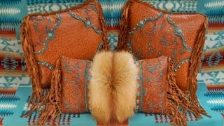 Saddle Tan amp Turquoise Pillows With Red Fox Fur [upl. by Normand612]