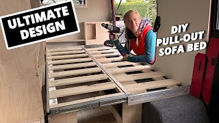 The BEST DIY PullOut Sofa Bed How To Build An Extending Sliding Slat Bed With Storage [upl. by Adnohsal46]