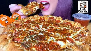 ASMR LITTLE CAESARS PIZZA MUKBANG NO TALKING PEPPERONI amp CHEESE STUFFED CRUST [upl. by Margette]