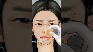 ASMR Nose Ring Piercing Cleaning Treatment Animation 🧹  asmr shorts reel viral [upl. by Schwarz]