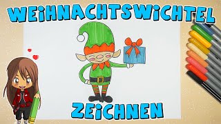 Weihnachtswichtel einfach malen für Kinder  ab 8 Jahren  Malen mit Evi  deutsch [upl. by Guthry]