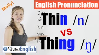 English Pronunciation Thin n vs Thing ŋ [upl. by Ofori]