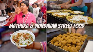 Best Mathura amp Vrindavan Food Tour  Lassi Peda Kachori Thali Chaat amp more [upl. by Eimmas236]