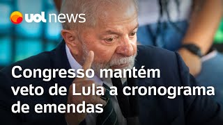 Congresso mantém veto de Lula a cronograma de emendas após acordo com governo [upl. by Panther]