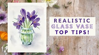 How to Paint Watercolour Crocuses in a Glass Vase [upl. by Oballa62]