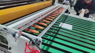 Wrapping Paper Roll to Sheet Cross Cutting Machine to Europe with Automatic Conveyor and Couting [upl. by Aholah]