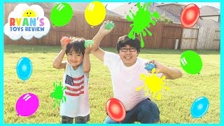 COLOR WATER BALLOONS FIGHT  Outdoors Activities for Kids [upl. by Dash757]