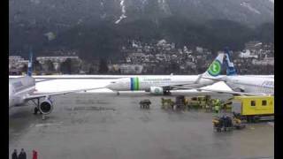 Planespotting at Innsbruck Airport 9  with mountainside approaches [upl. by Ettennal608]