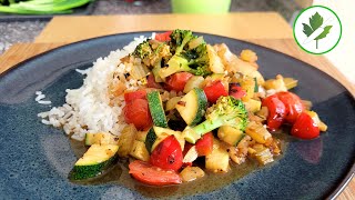 Leckere mediterrane Gemüsepfanne mit Jasmin Reis  Günstig vegan kochen [upl. by Dranal]