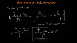 Mechanism of haloform reaction Aldehydes ketones and carboxylic acids  Chemistry  Khan Academy [upl. by Claretta829]