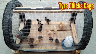 How Do You Make Chicks Cage at Home \\ Tyre Chicken Cages \\ DIY Birds Cage  3MB Vlogs [upl. by Laura]