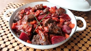 BorschtBraised Beef Short Ribs  Beef Short Ribs Braised with Beets [upl. by Ramyaj560]