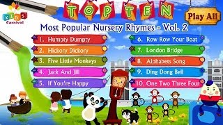 Top Ten Most Popular Nursery Rhymes Jukebox Vol 2 with Lyrics Subtitles and Action [upl. by Cchaddie]