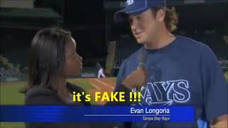 Evan Longoria catches a baseball and saves a reporters life but ITS FAKE Here is why i think so [upl. by Marci]