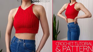 How to Crochet Crop Top  Pattern amp Tutorial DIY [upl. by Etnoed]