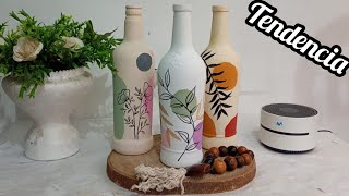 CREA botellas de vidrio ARTISTICAS en casa MINIMALISTA [upl. by Aerdnaz59]