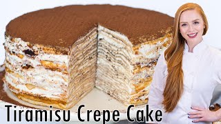 40Layer Tiramisu Crepe Cake Recipe With Coffee Crepes amp Whipped Cream [upl. by Haukom328]