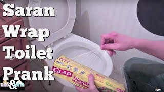 SARAN WRAP TOILET PRANK  Top Boyfriend and Girlfriend Pranks [upl. by Yortal]