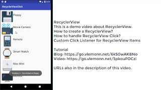 RecyclerView how to handle item click in Android [upl. by Verile]