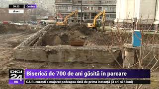 Biserică veche de sute de ani descoperită în săpăturile pentru o parcare modernă din Oradea [upl. by Ylenaj]