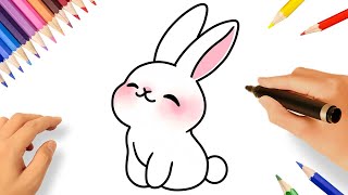 COMO DESENHAR UM COELHO KAWAII FÁCIL PASSO A PASSO 🐇 [upl. by Nehte789]