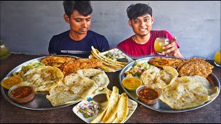 Extra Loaded Chole Bhature Dal Pakwan Samosa Banana Papdi Chaat Paratha Thali Eating Challenge [upl. by Lamhaj848]