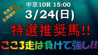 【日曜競馬予想】3月24日の特選馬‼ここ3走は負けて強し‼ 条件好転で巻き返し濃厚 [upl. by Annabelle]