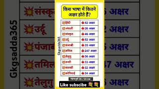 Alphabets In Languages भाषाओं में अक्षर like subscribe comment gk share shorts 🙏💐💐🙏 [upl. by Areik975]