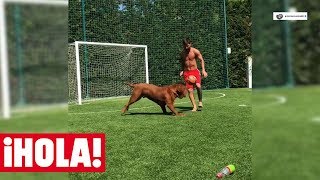 Los divertidos comentarios de los hijos de MESSI al ver a su padre jugando al fútbol con su perro [upl. by Savil]