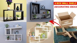 4 Cardboard box wall shelf decorating ideas  DIY wall shelf decor  Easy Crafts [upl. by Cimah]