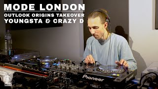 Outlook Origins Takeover Youngsta amp Crazy D  Mode London [upl. by Wende]