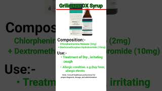 shotr 💊🌡️medicaleducation Grilinctus DX Syrup [upl. by Reivazx]