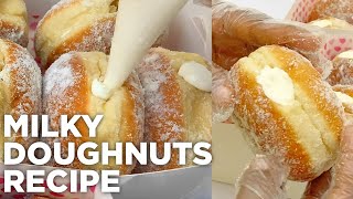 HOW TO MAKE MILKY DOUGHNUTS  MILKY DOUGHNUT FILLING RECIPE [upl. by Hugibert776]