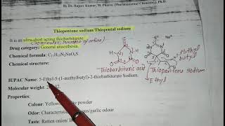 Thiopentone sodiumgeneral anestheticIUPAC NameUsesStabilityBarbituricD PharmPharma Chemistry [upl. by Daveen]