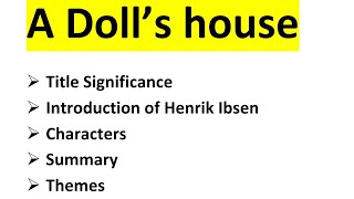 A Dolls house summary characterthemes important questions literature viral [upl. by Hartman878]