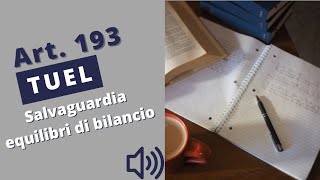 Art 193 TUEL  Salvaguardia degli equilibri di bilancio [upl. by Estus]