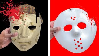 Make Cheap Spirit amp Dollar Tree Halloween Mask TEN TIMES MORE HORRIFYING  Repaint Compilation [upl. by Macilroy903]