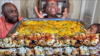 WHAT ARE YOU SAYING RECIPE GARLIC CHICKEN SKEWERS amp CASSEROLE MUKBANG EATING SHOW [upl. by Cindi]