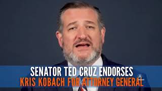 Kris Kobach 2022 Kansas Attorney General GOP Primary TV Ad 3  quotTed Cruz Endorsementquot  July 27 [upl. by Santini]