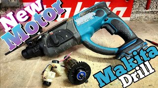 Makita drill DHR202 losing power How to replace the armature brushes holder and caps [upl. by Aerdnaid]