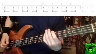 Redundant by Green Day  Bass Cover with Tabs PlayAlong [upl. by Yelik231]