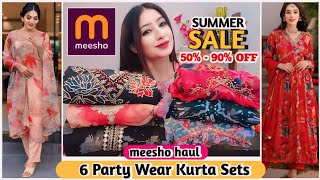 Meesho 🥰 Stylish Kurta Pant Dupatta Set Haul ♥️ Embroidered 🥰 Sequence Partywear Anarkali Kurti Sets [upl. by Heriberto]