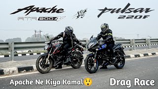 Bajaj Pulsar 220f Vs TVS Apache RTR 200 4V  Drag Race  TVS Vs Bajaj [upl. by Nilved]