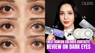 Best Korean Colored Contacts Review on dark eyes [upl. by Rimidalv]