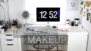 DESK TOUR  MAKEUP STORAGE  2018 [upl. by Eenat]