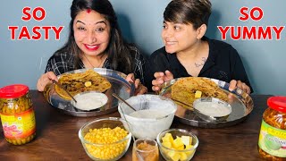 Aaloo Ka Paratha And Boondi Raita  ​⁠YashalsMukbang [upl. by Adieren]